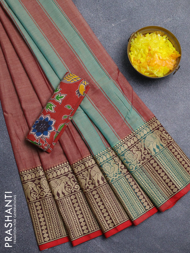 Narayanpet cotton saree pastel maroon and maroon with plain body and long thread woven border