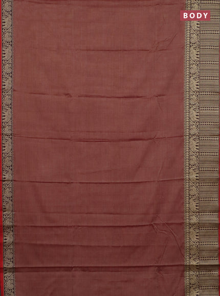 Narayanpet cotton saree pastel maroon and maroon with plain body and long thread woven border