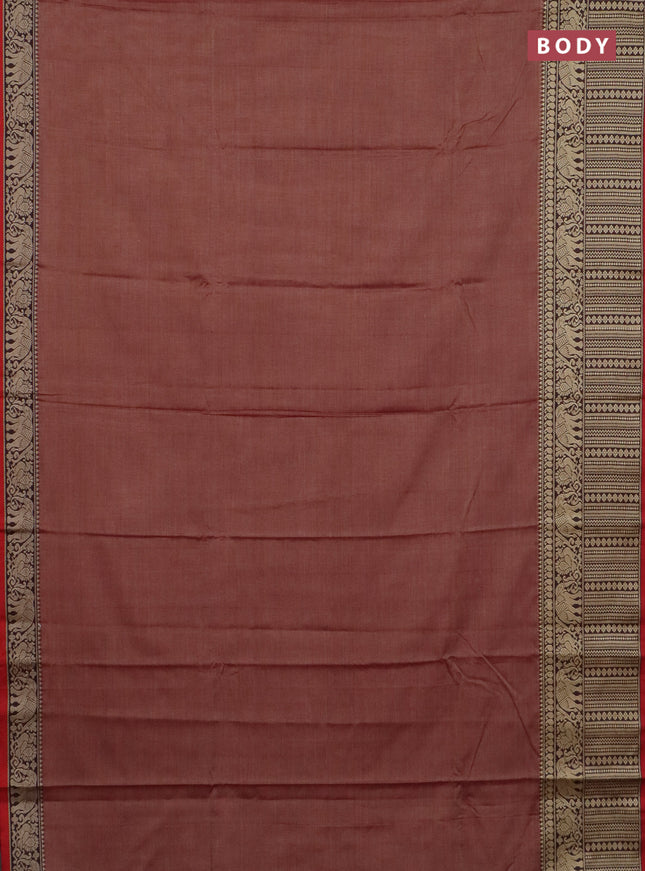 Narayanpet cotton saree pastel maroon and maroon with plain body and long thread woven border