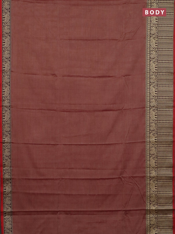 Narayanpet cotton saree pastel maroon and maroon with plain body and long thread woven border