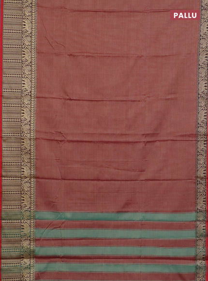 Narayanpet cotton saree pastel maroon and maroon with plain body and long thread woven border