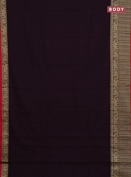Narayanpet cotton saree wine shade and beige with plain body and long thread woven border