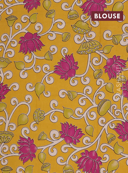 Narayanpet cotton saree purple and green yellow with plain body and long thread woven border