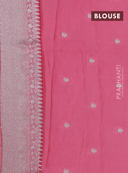 Art mushru silk saree peach pink with allover thread & zari woven jamdhani weaves and zari woven border