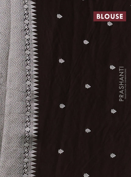 Art mushru silk saree coffee brown with allover thread & zari woven jamdhani weaves and zari woven border