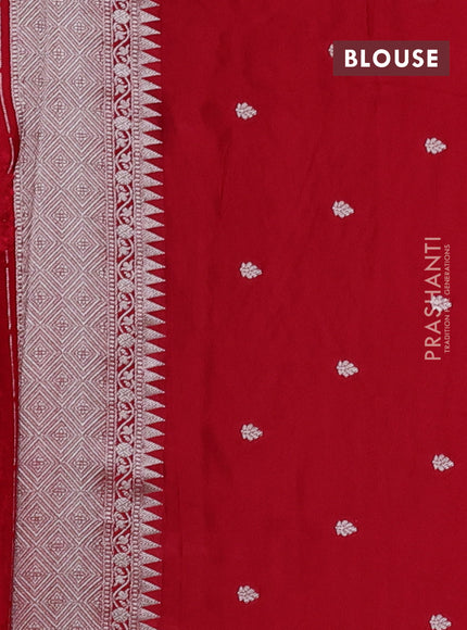 Art mushru silk saree red with allover thread & zari woven jamdhani weaves and zari woven border