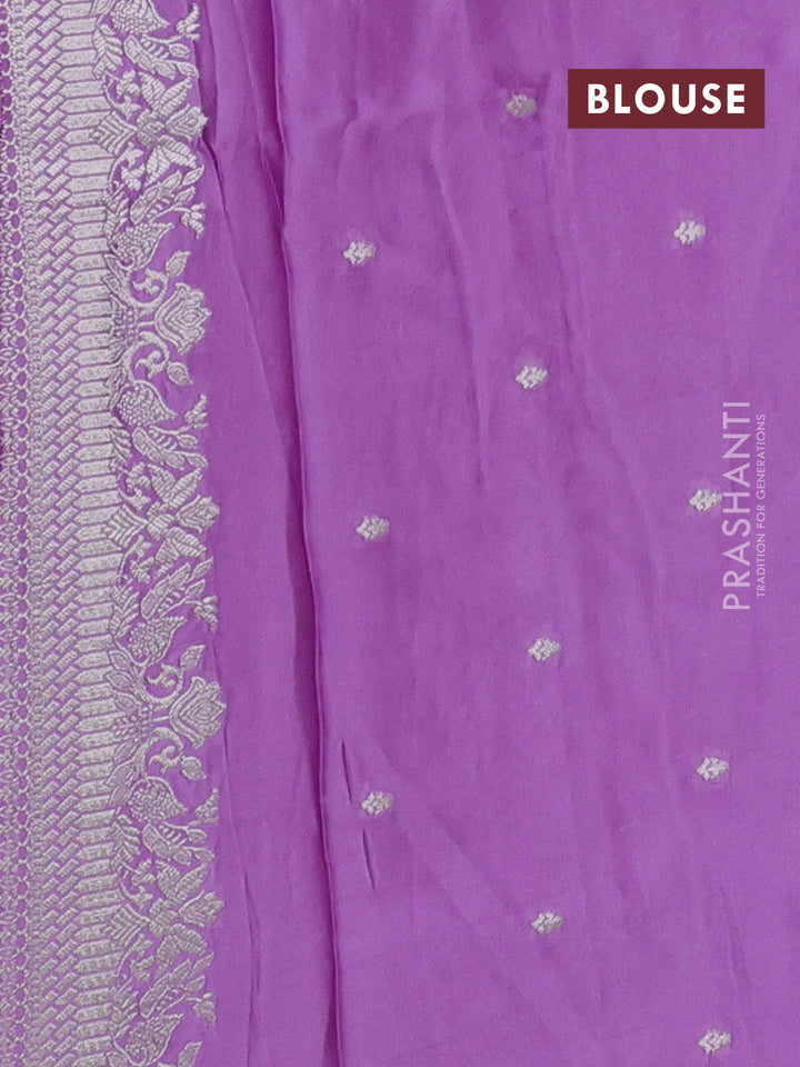 Art mushru silk saree lavender with zari woven buttas and zari woven border