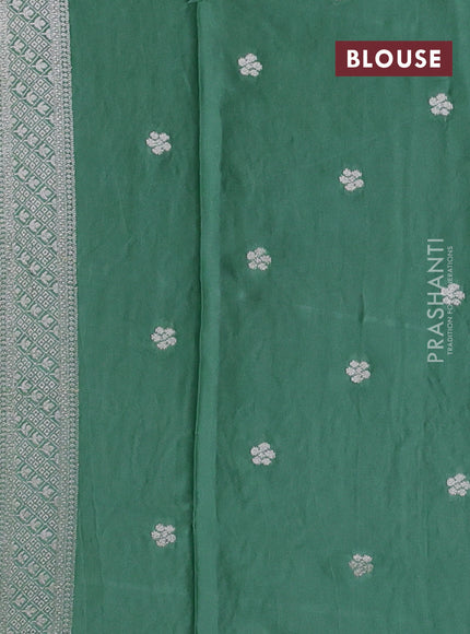 Art mushru silk saree teal green with zari woven buttas and long zari woven border