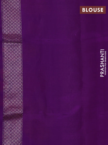 Kora jamdhani silk saree magenta pink and purple with silver & gold zari woven buttas and long floral jamdhani border