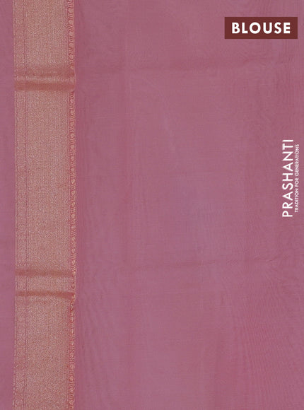 Kora jamdhani silk saree baby pink with allover floral jamdhani weaves and zari woven border