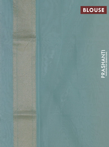 Kora jamdhani silk saree light blue with allover floral jamdhani weaves and zari woven border