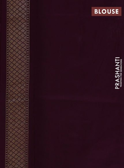 Kora jamdhani silk saree pista green and wine shade with silver & gold zari woven buttas and long floral jamdhani border