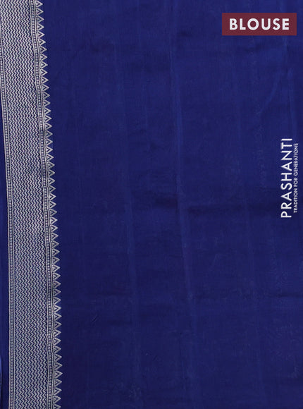 Banarasi raw silk saree blue with silver zari woven buttas and silver zari woven border