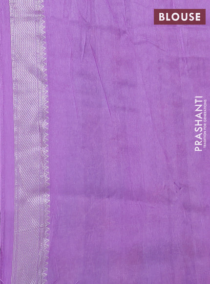 Banarasi raw silk saree lavender with silver zari woven buttas and silver zari woven border