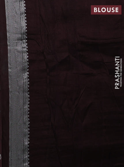 Banarasi raw silk saree coffee brown with silver zari woven buttas and silver zari woven border