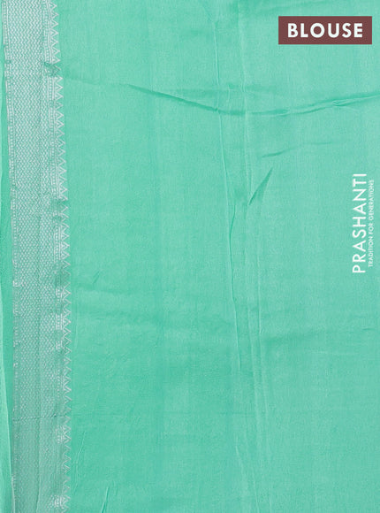 Banarasi raw silk saree teal green shade with silver zari woven buttas and silver zari woven border