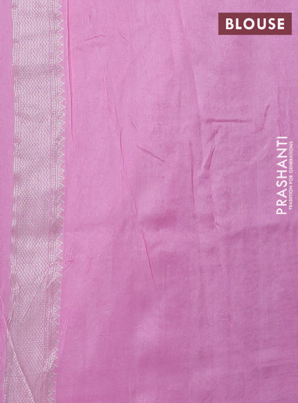 Banarasi raw silk saree light pink with silver zari woven buttas and silver zari woven border