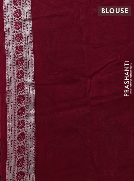Banarasi raw silk saree red with silver zari woven peacock buttas and thread & silver zari woven border