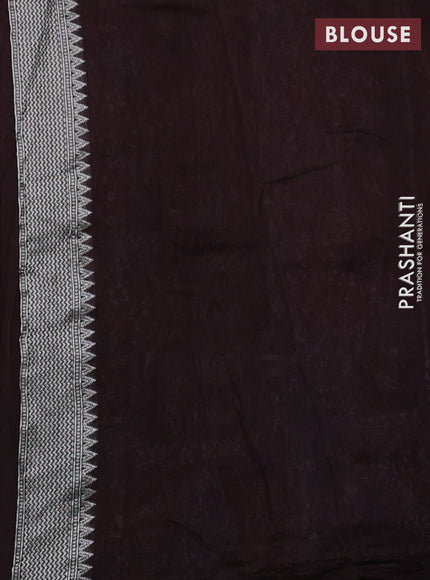 Banarasi raw silk saree coffee brown with silver zari woven buttas and silver zari woven border