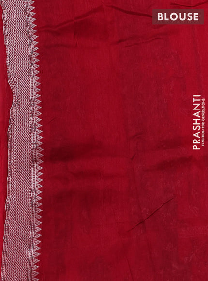 Banarasi raw silk saree red with silver zari woven buttas and silver zari woven border