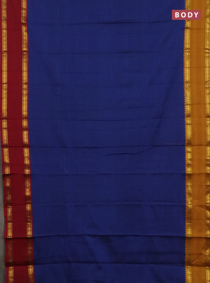 Narayanpet cotton saree peacock blue and maroon with plain body and ganga jamuna border