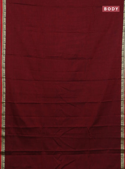 Narayanpet cotton saree deep maroon and blue with plain body and thread woven border