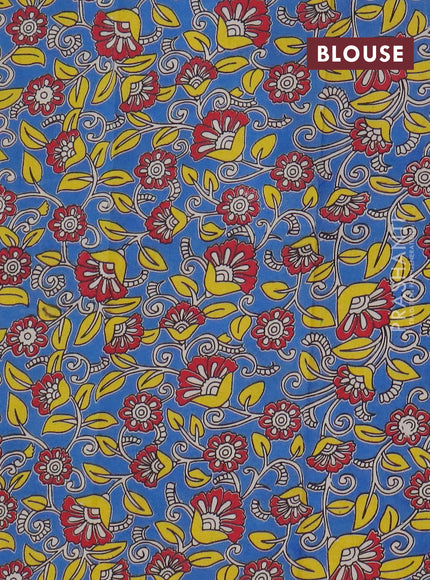 Narayanpet cotton saree deep maroon and blue with plain body and thread woven border