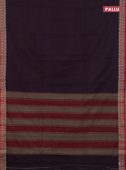 Narayanpet cotton saree wine shade and maroon with plain body and thread woven border