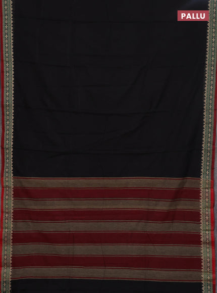Narayanpet cotton saree coffee brown and maroon with plain body and thread woven border