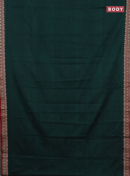 Narayanpet cotton saree bottle green and maroon with plain body and thread woven border