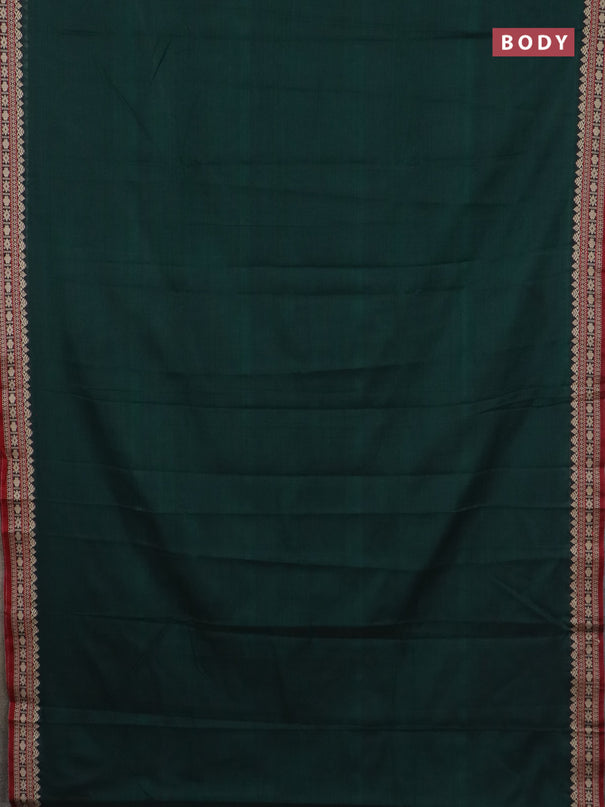 Narayanpet cotton saree bottle green and maroon with plain body and thread woven border