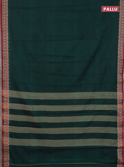 Narayanpet cotton saree bottle green and maroon with plain body and thread woven border