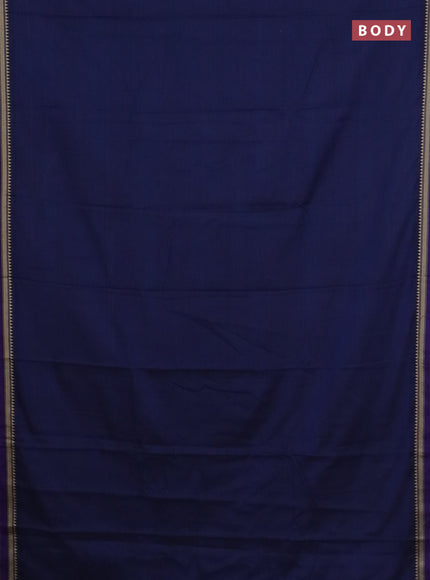 Narayanpet cotton saree navy blue and beige with plain body and thread woven border