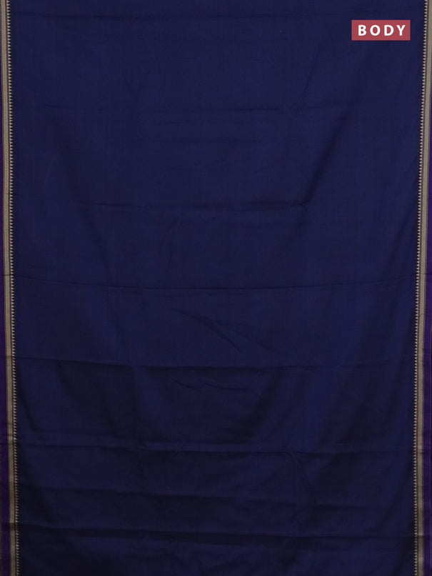 Narayanpet cotton saree navy blue and beige with plain body and thread woven border