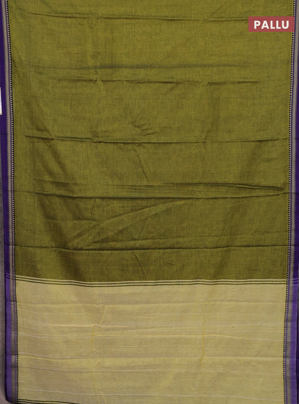 Narayanpet cotton saree light green and lavender with plain body and thread woven border