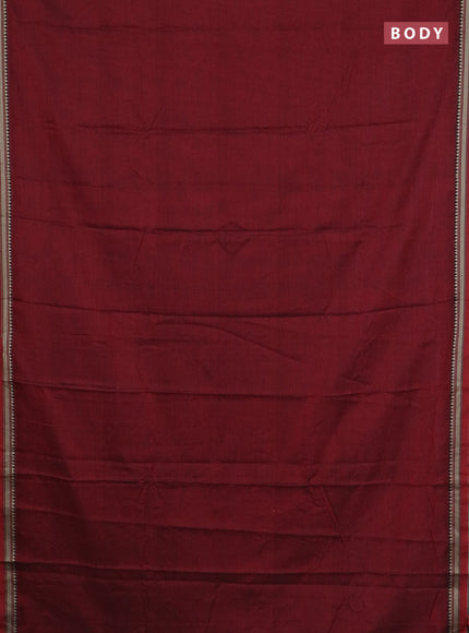Narayanpet cotton saree maroon and yellow with plain body and long thread woven border