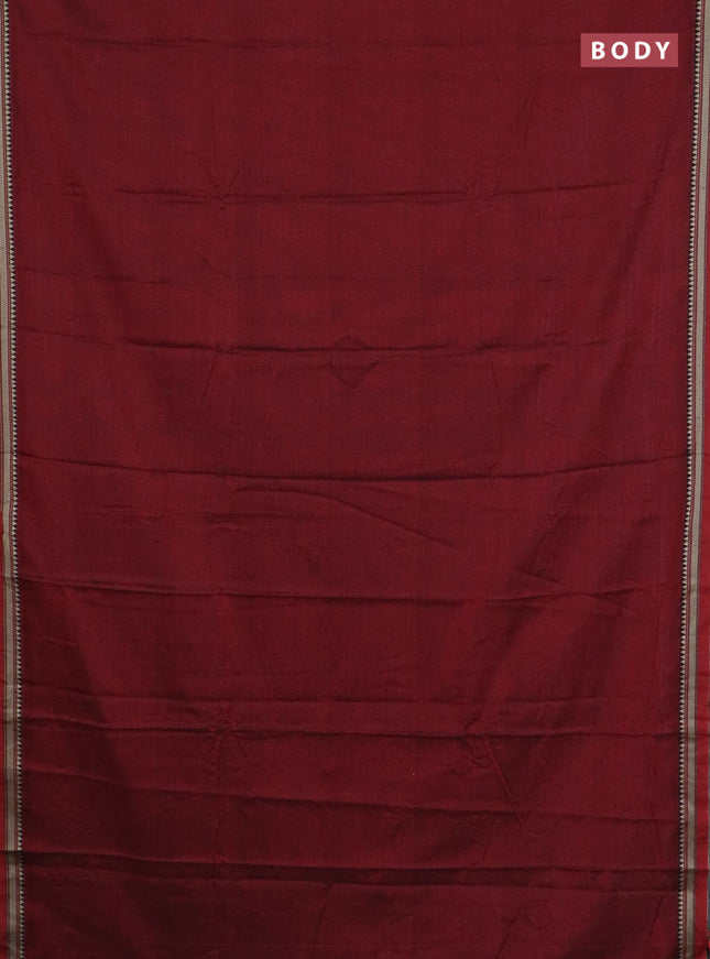 Narayanpet cotton saree maroon and yellow with plain body and long thread woven border
