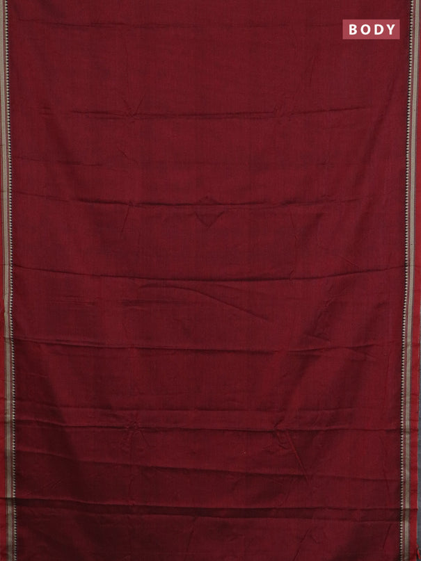 Narayanpet cotton saree maroon and yellow with plain body and long thread woven border
