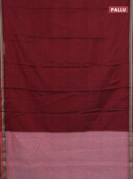 Narayanpet cotton saree maroon and yellow with plain body and long thread woven border