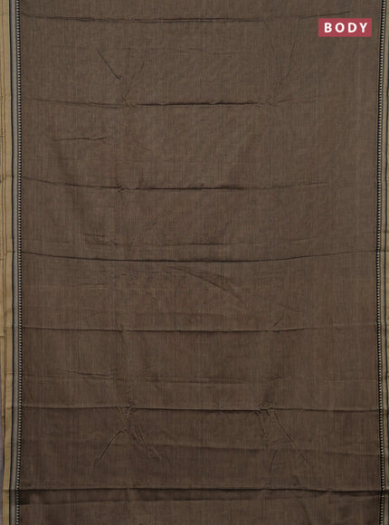Narayanpet cotton saree chikku shade and black with plain body and long thread woven border