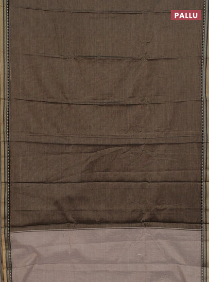 Narayanpet cotton saree chikku shade and black with plain body and long thread woven border