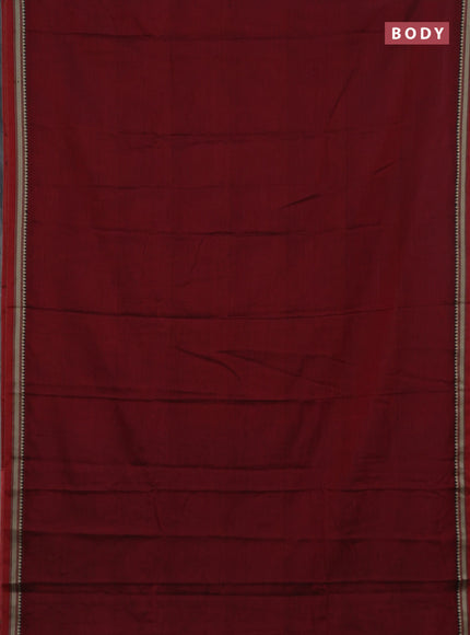 Narayanpet cotton saree deep maroon and black with plain body and thread woven border