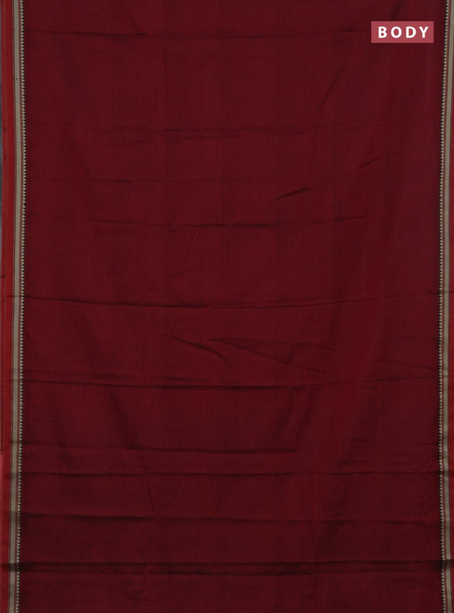 Narayanpet cotton saree deep maroon and black with plain body and thread woven border
