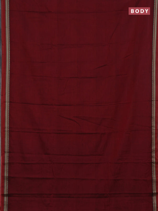 Narayanpet cotton saree deep maroon and black with plain body and thread woven border