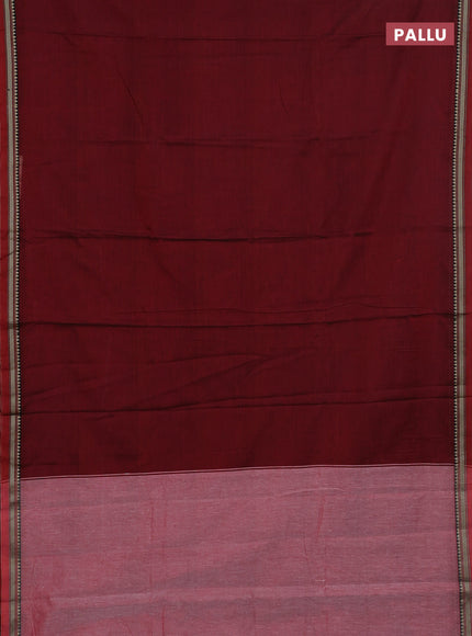 Narayanpet cotton saree deep maroon and black with plain body and thread woven border