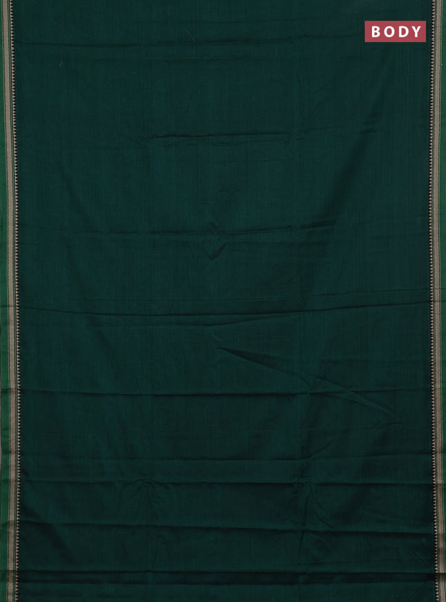 Narayanpet cotton saree green and beige with plain body and thread woven border