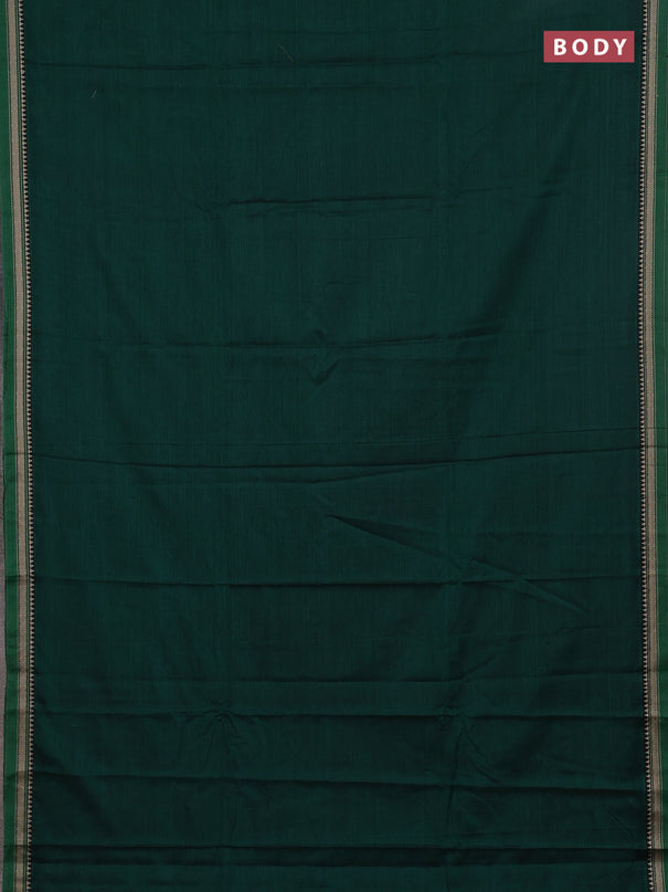 Narayanpet cotton saree green and beige with plain body and thread woven border