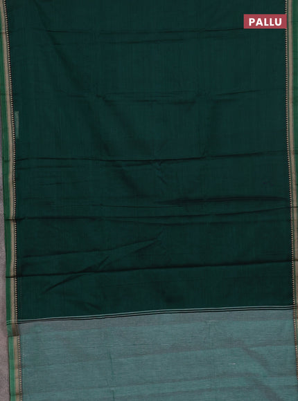 Narayanpet cotton saree green and beige with plain body and thread woven border
