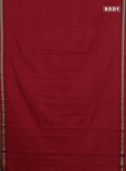 Narayanpet cotton saree red  and beige with plain body and thread woven border