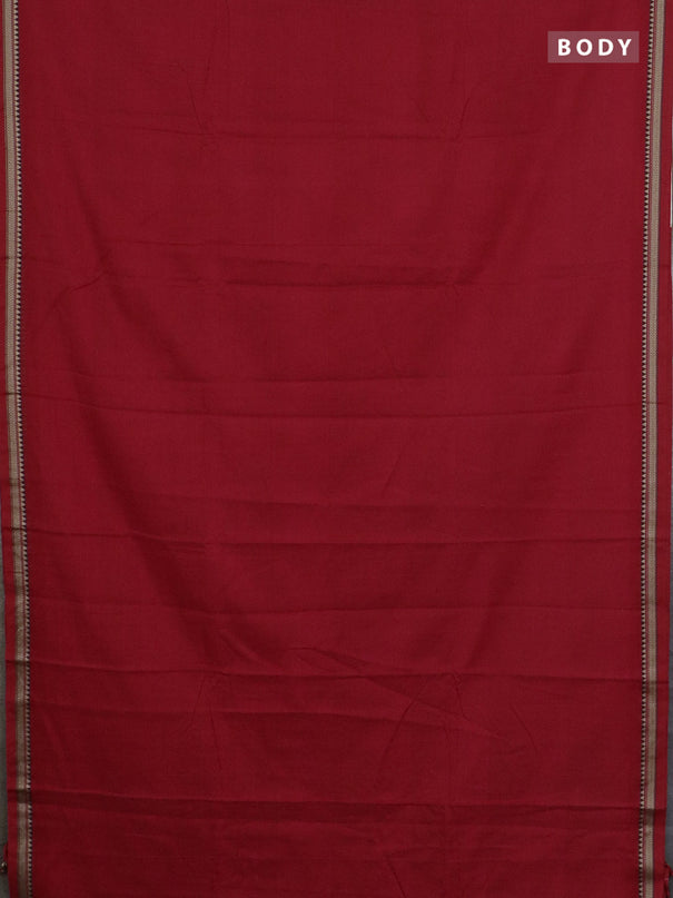 Narayanpet cotton saree red  and beige with plain body and thread woven border